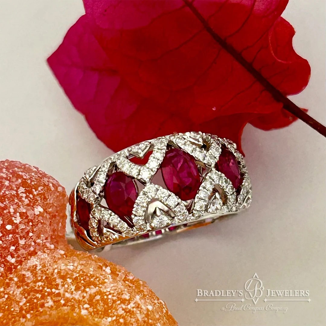 Decadent Rubies &amp; Diamonds are an iconic pairing! Fall 🍁 into the allure of Color Gems&hellip; at Bradley&rsquo;s Jewelers!
#RubyJewelry #FallJewelry #Gemstones #BradleysJewelers #FortMyers #Naples #JewelryInspiration #SWFL