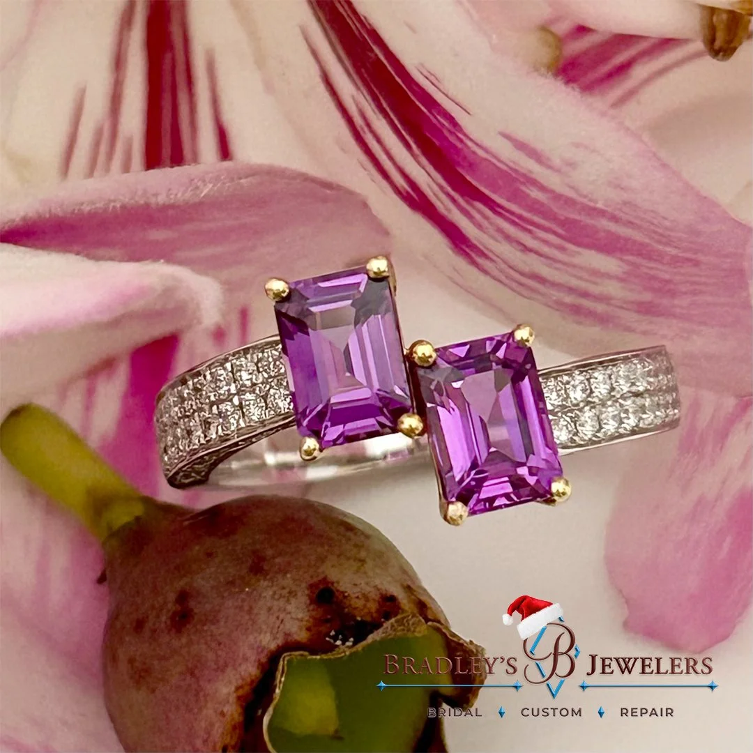 Vibrant, Lush, Natural Plum Sapphire&hellip; these two gems were actually cut from the same crystal. If this is your color, there will be no other! Experience the radiance of these beautiful gems in person, stop by for a visit this holiday season&hel
