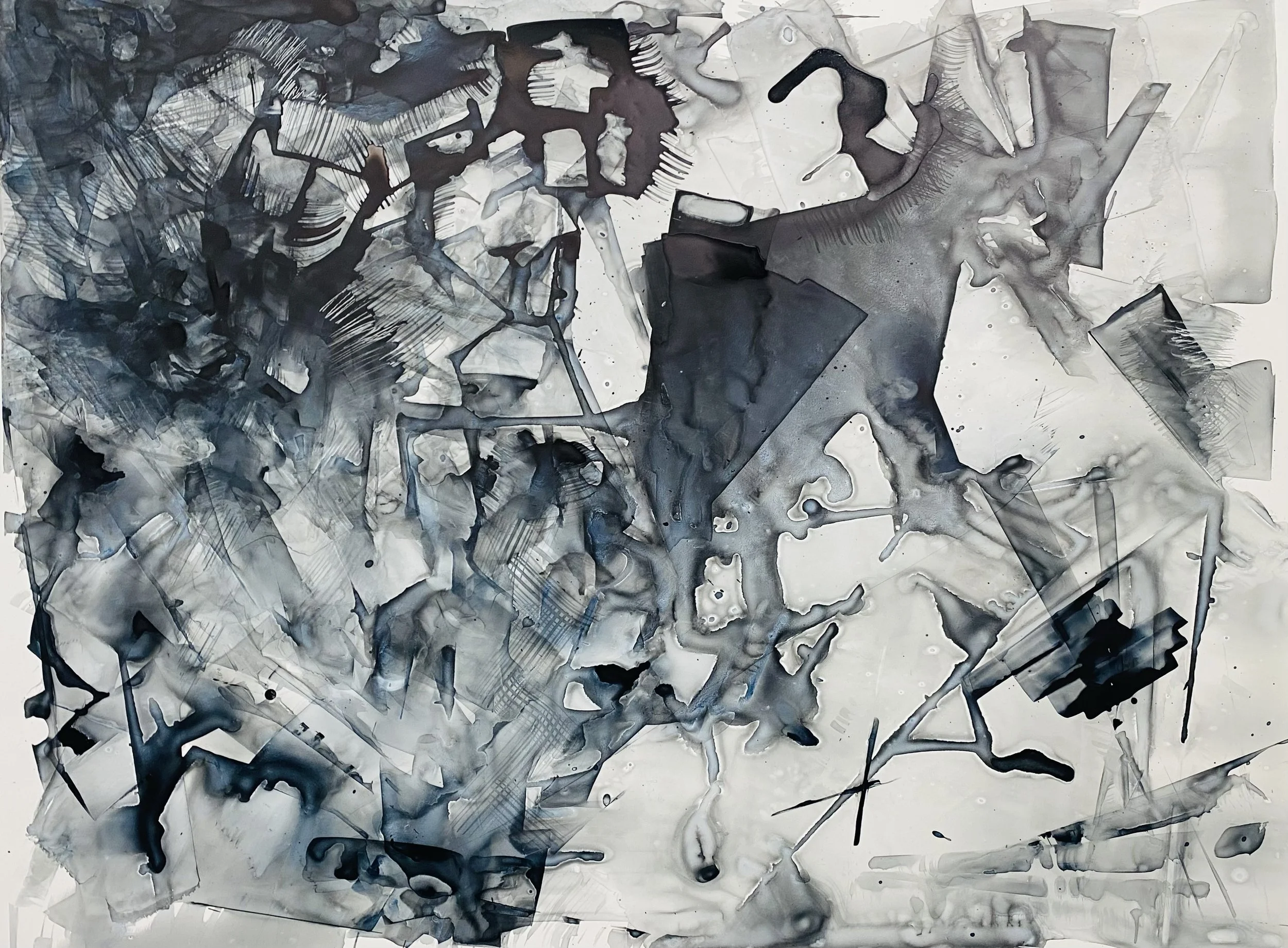 Film Still: Labyrinth. Ink on Transparent Yupo paper. 24 × 18 inches