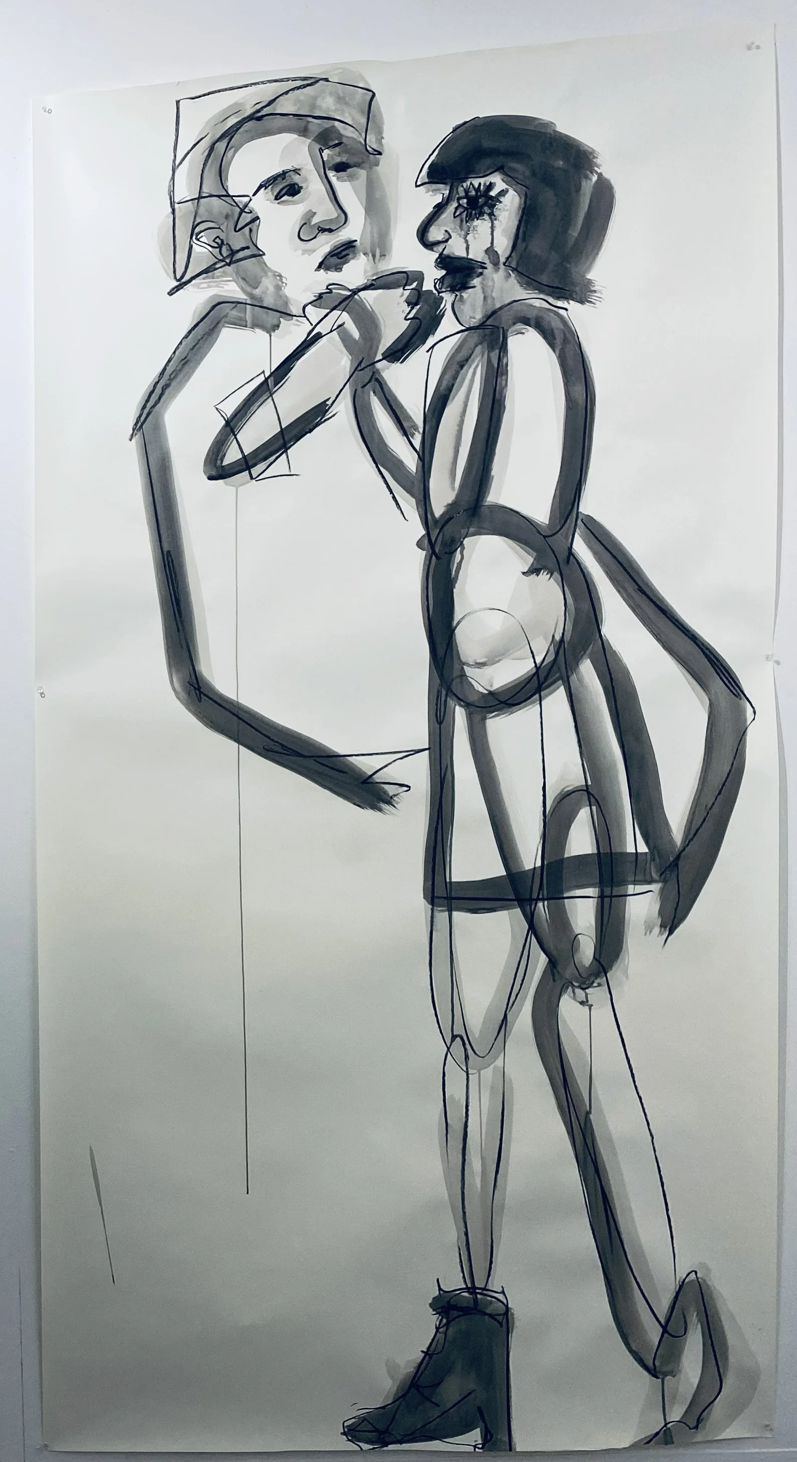 Dance. Ink and Charcoal on paper. 42 × 72 inches