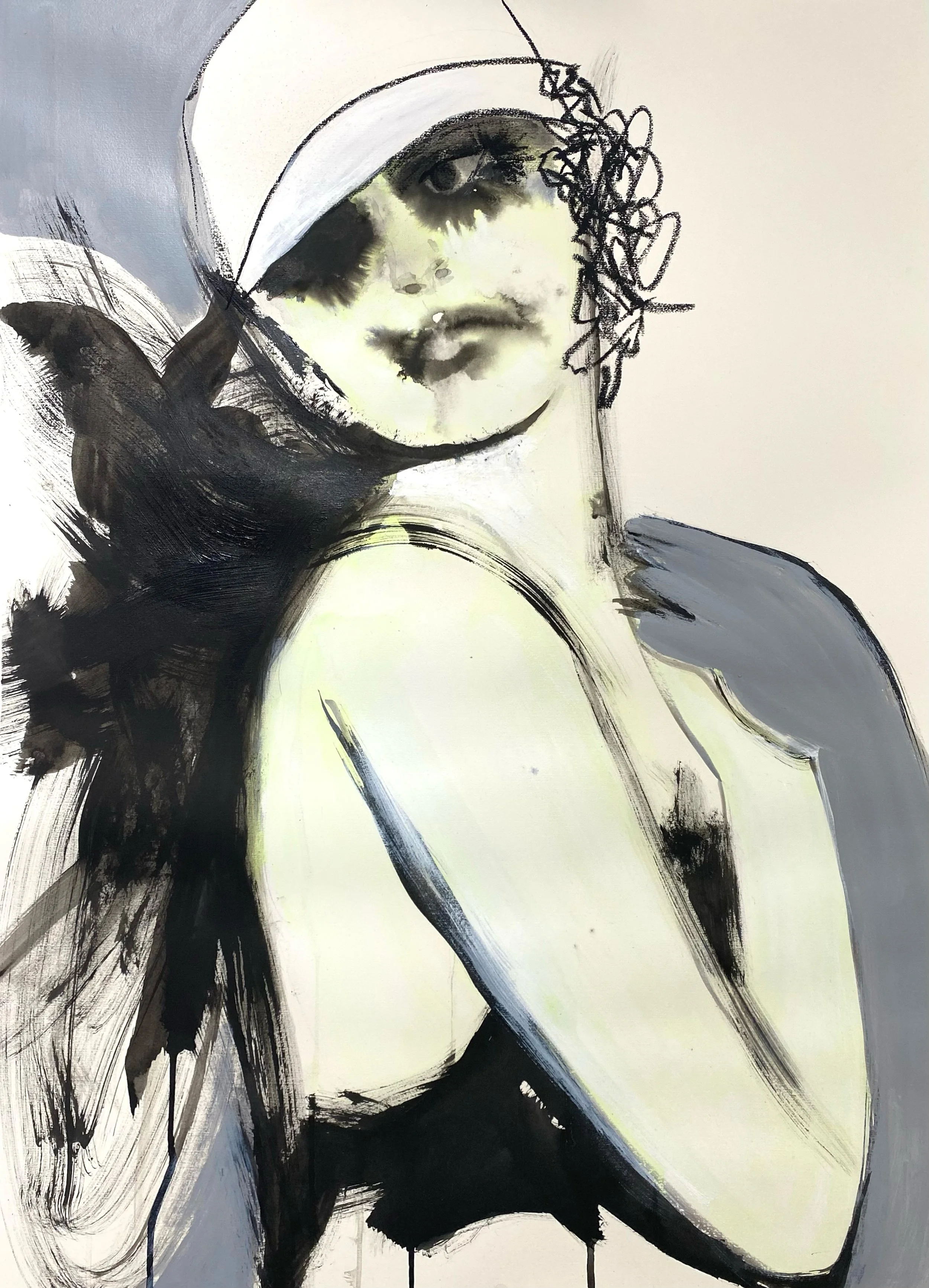 Anita Berber. Ink, acrylic, and charcoal on paper. 22 × 30 inches