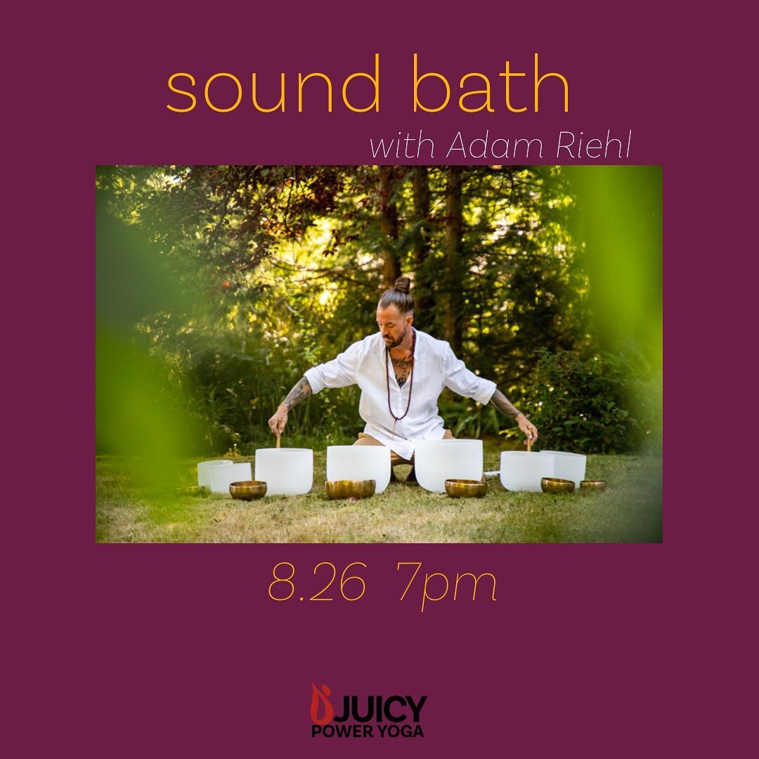 It&rsquo;s sound bath time again!! @adamriehlhealing returns to Juicy for a special Friday night sound bath on August 26th at 7pm. 

These always sell out, so act fast to secure your space!! Registration is available through our app, website, or you 