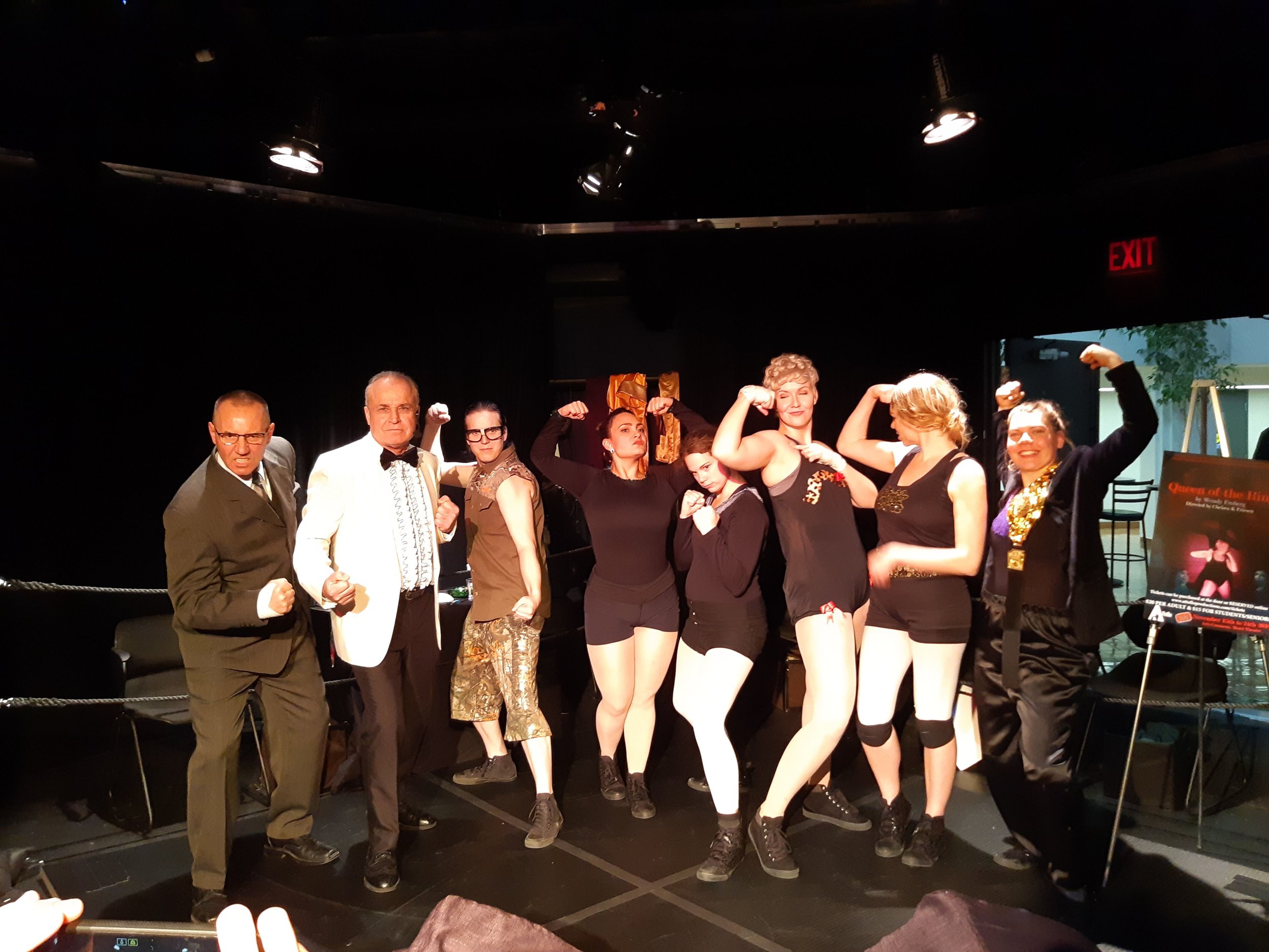 Queen of the Ring (2018) Cast Left to Right : Fred Krysko, Chris Gibson, Jace Nickel, Kathryn Kozody, Jade Benoit, Jesselle Laurén, Hailey Carr, Shaylea Pangle