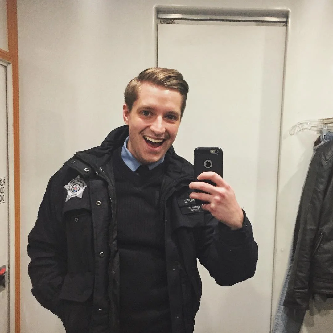 My little trailer. They gave me hand and foot warmers, and that cop costume was not goofing around—quality clothing for real.