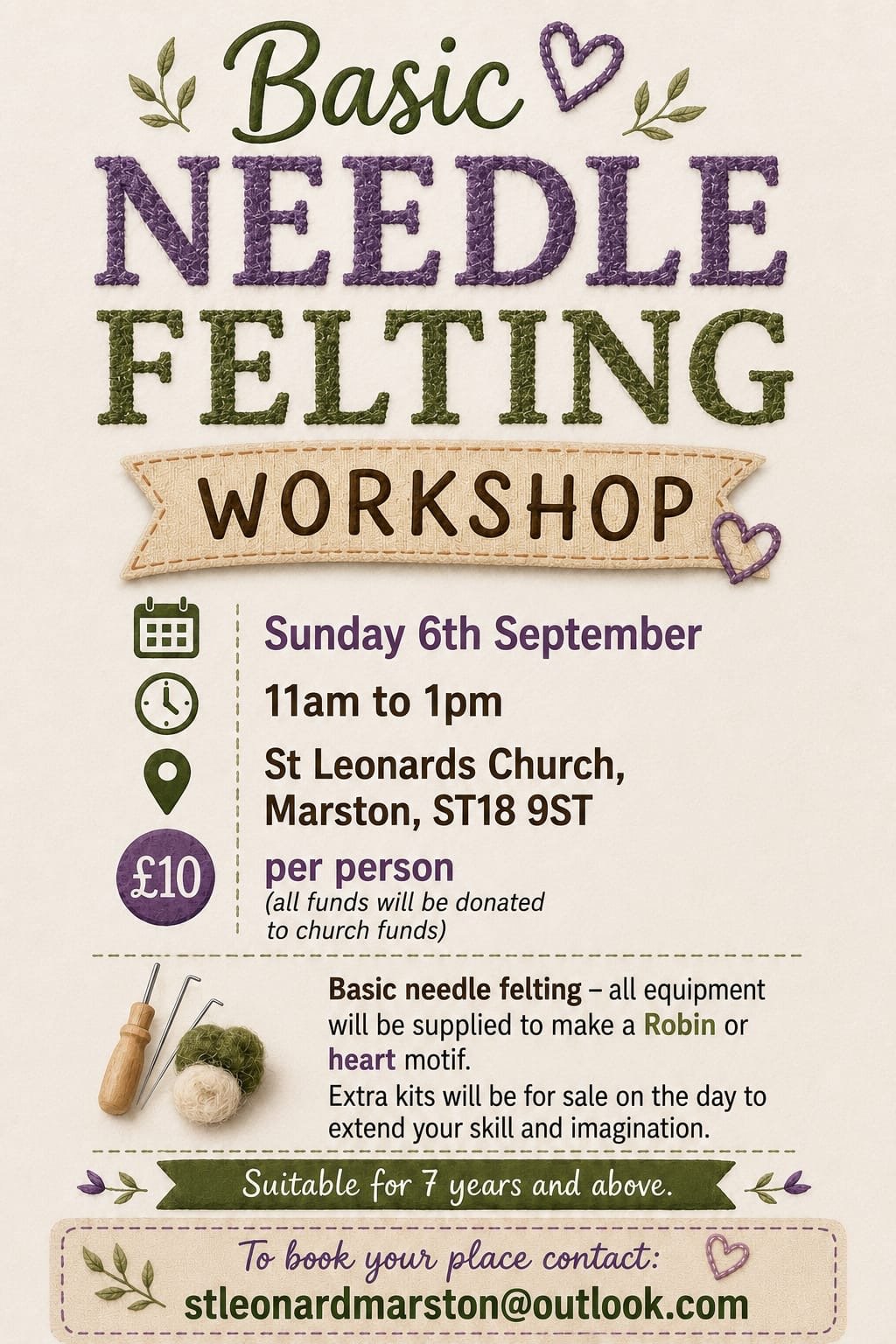 Needle Felting Workshop at St Leonard's Marston