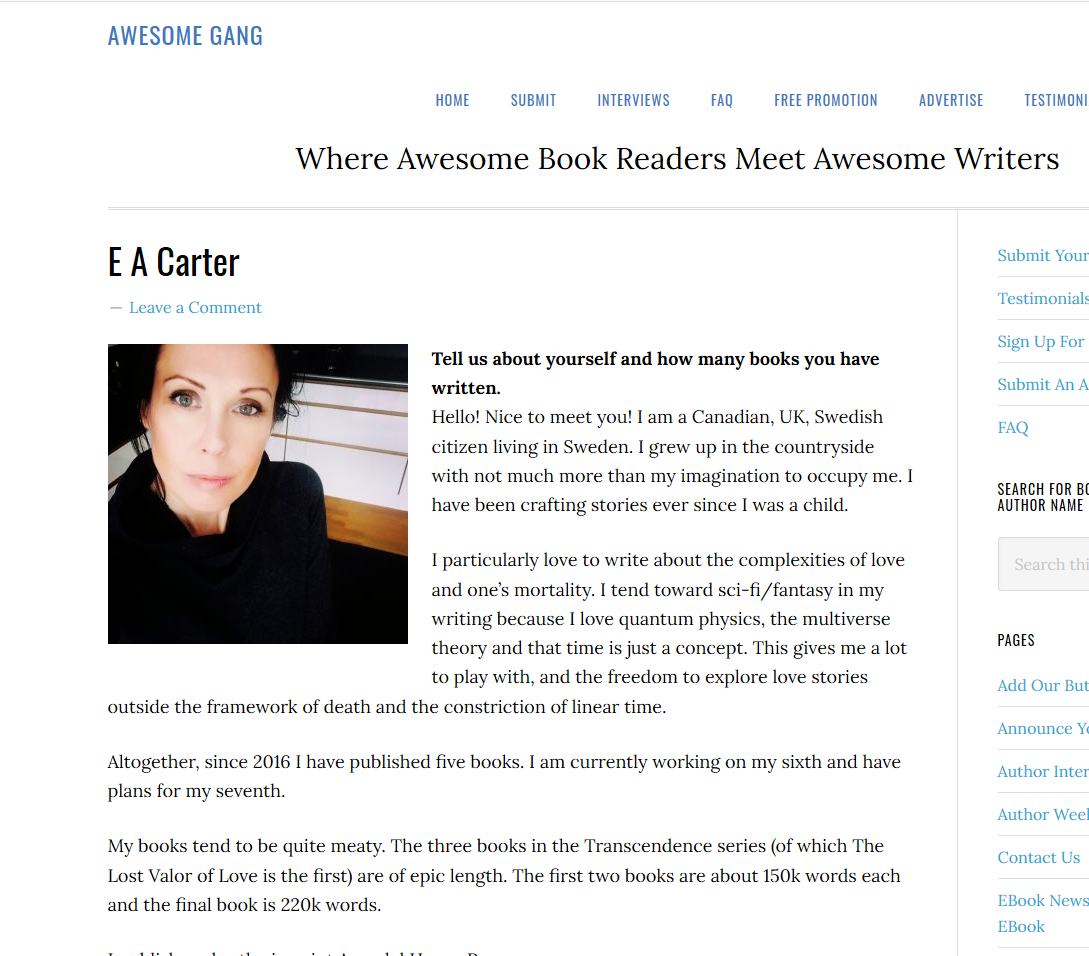 New Author Interview with Awesomegang!