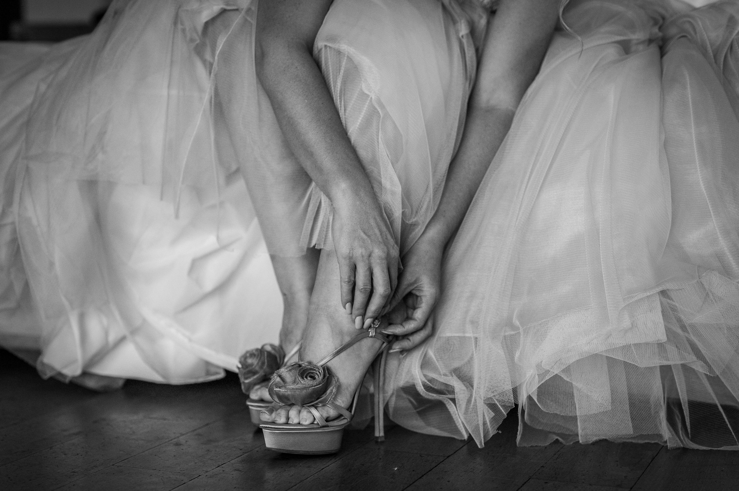 bride preparation shoes close up