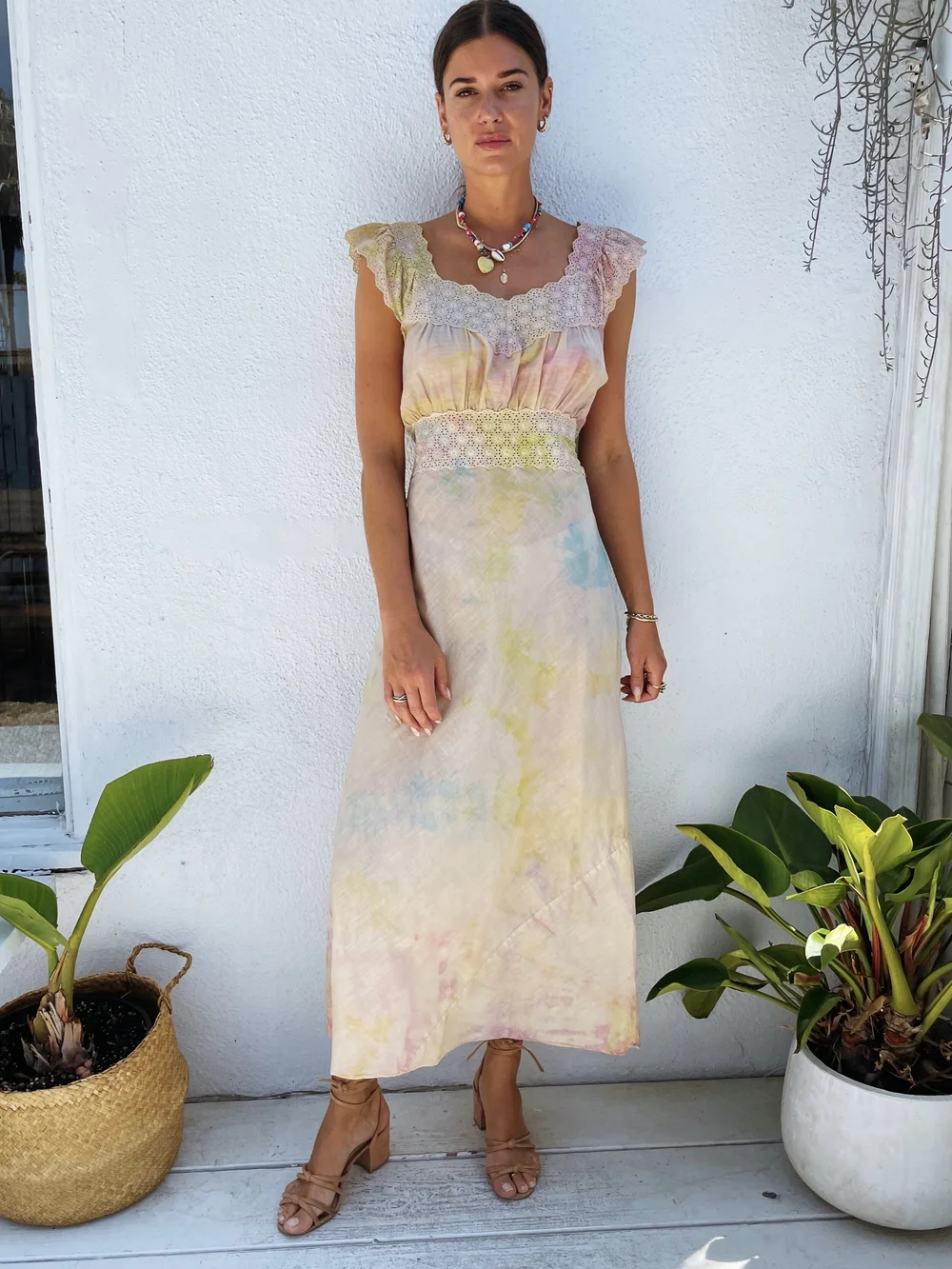1940s Cotton Eyelet Tie Dye Slip Dress — Madly Vintage