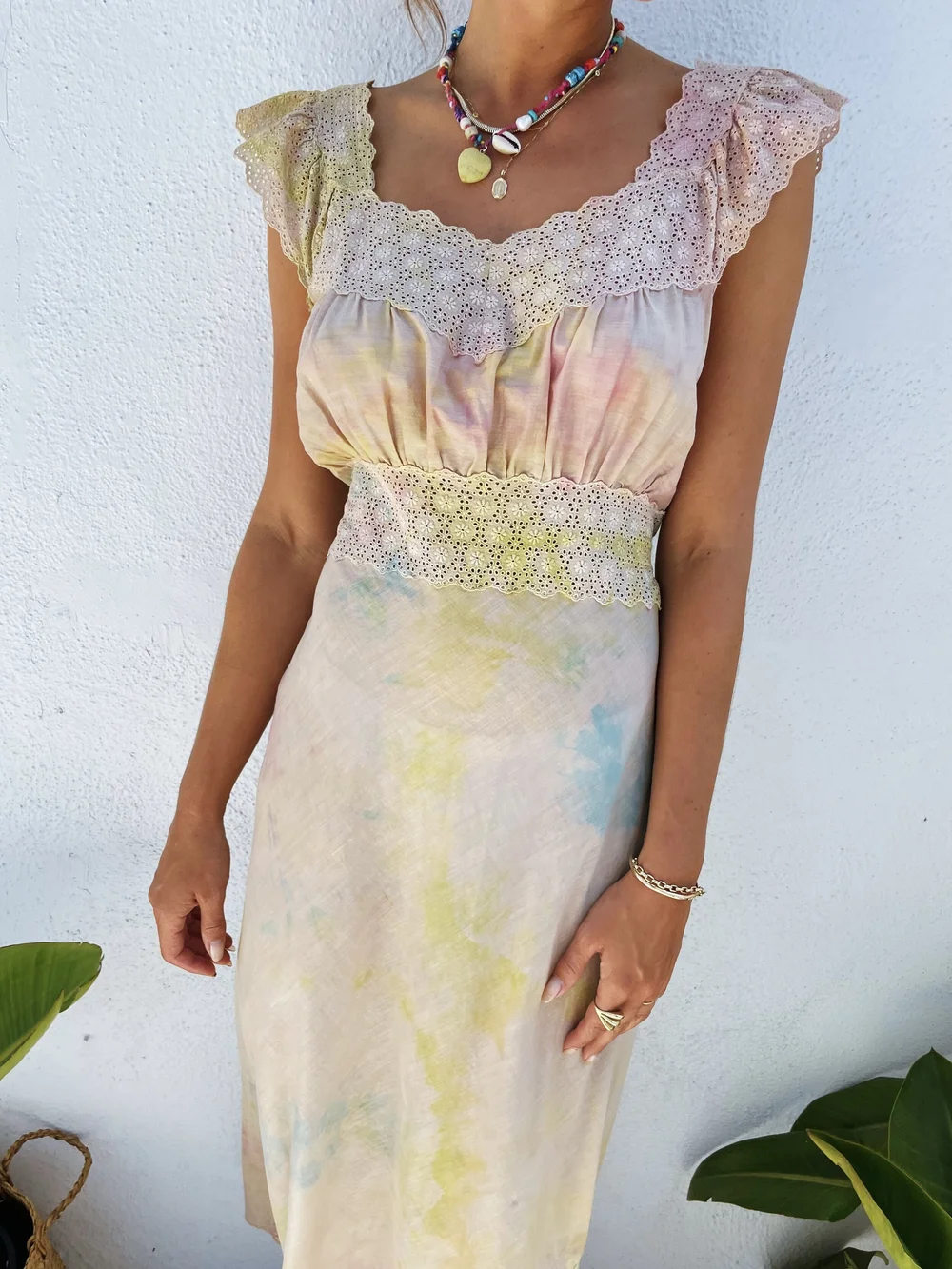1940s Cotton Eyelet Tie Dye Slip Dress  Madly Vintage