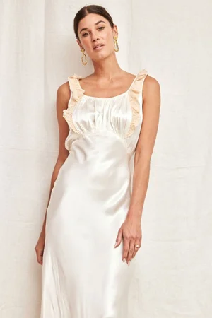vintage silk slip dress 1940s Off White Silk Slip Dress  Madly Vintage