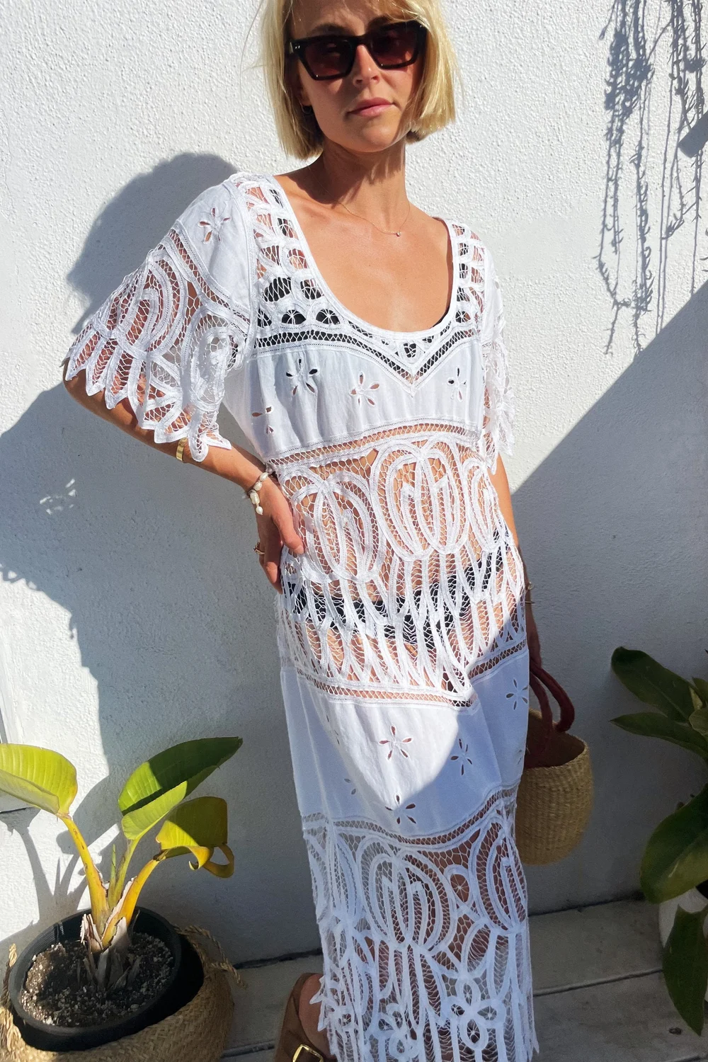 battenburg lace dress White Battenburg Lace High Neck Dress Madly Vintage