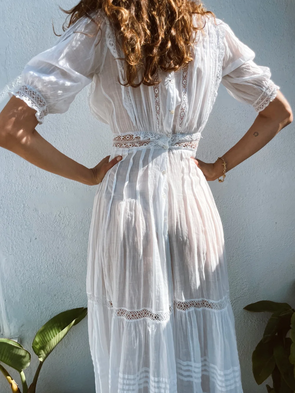 Edwardian Lace Puff Sleeve Midi Dress  Madly Vintage