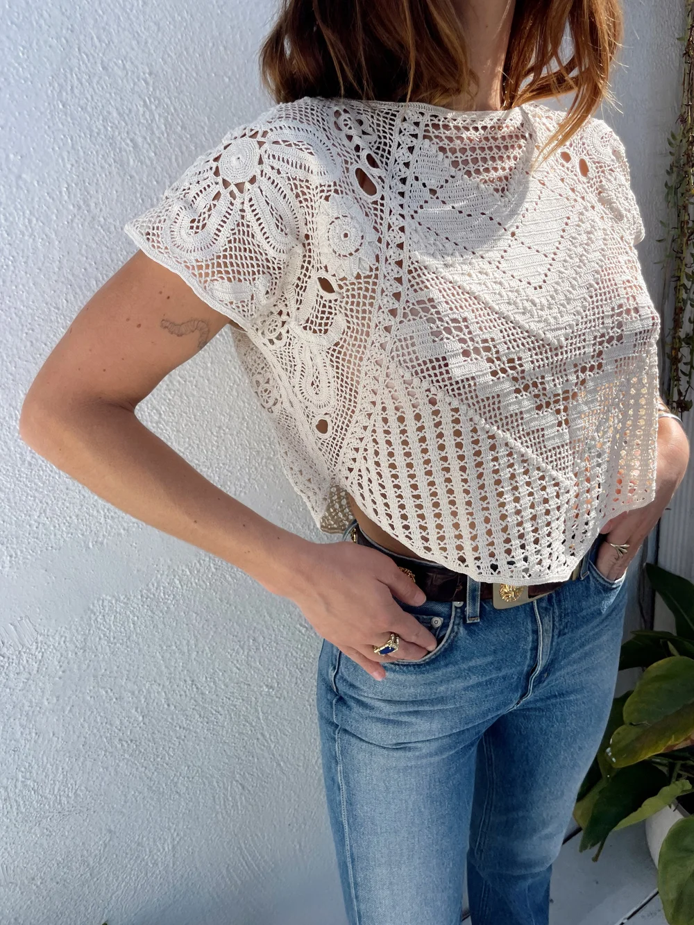 1970s Crochet Lace Cropped Blouse — Madly Vintage
