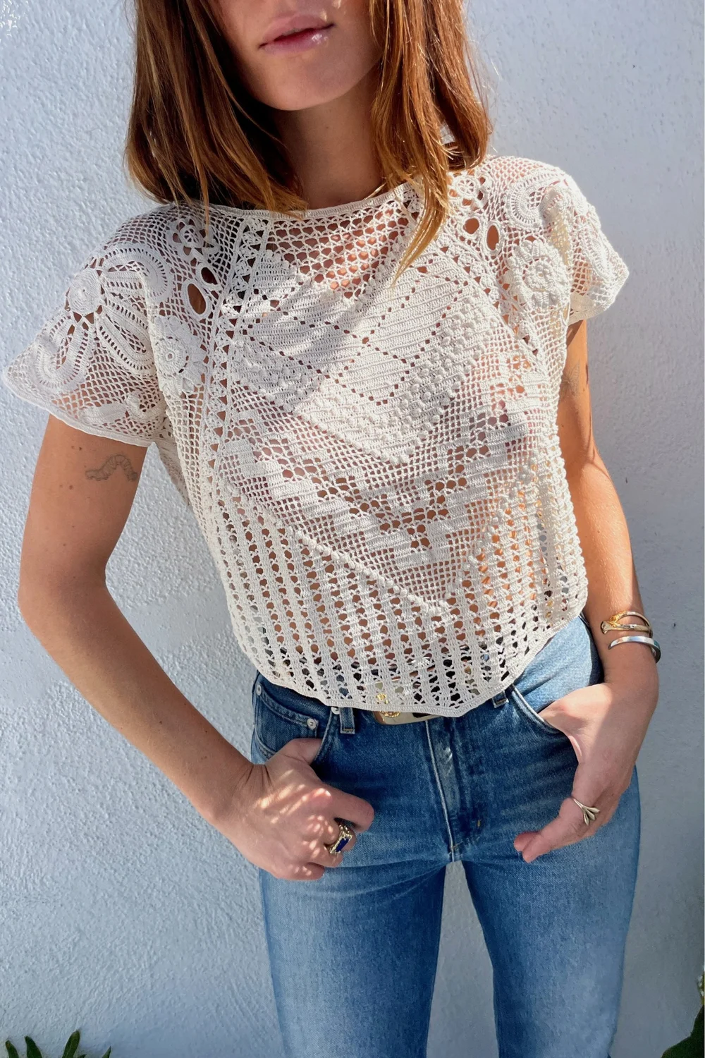 1970s Crochet Lace Cropped Blouse — Madly Vintage 