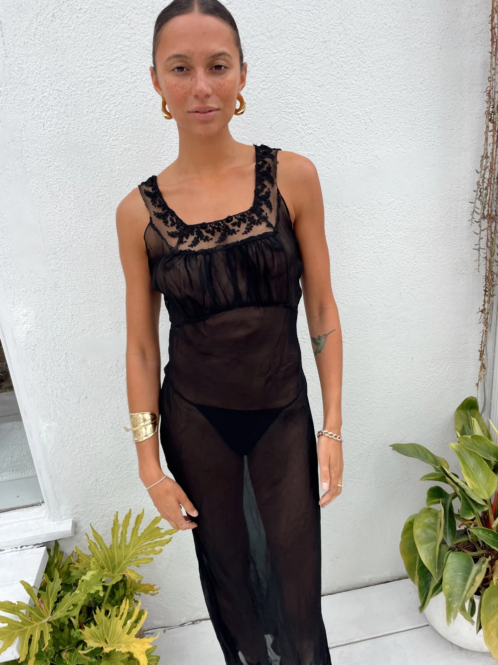 1940s Sheer Black Lace Slip Dress  Madly Vintage