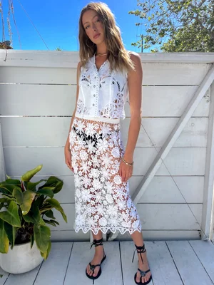 Floral Crochet Lace White Skirt — Madly Vintage