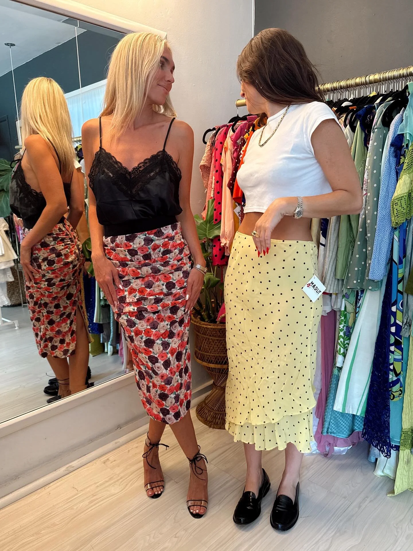 When friends come to play dress up ๐ซถ nothing better! We’re open TODAY 11-4pm @the_honeyhouse come by ๐งก {no appt necessary} 
+ Most of these pieces are avail DM me