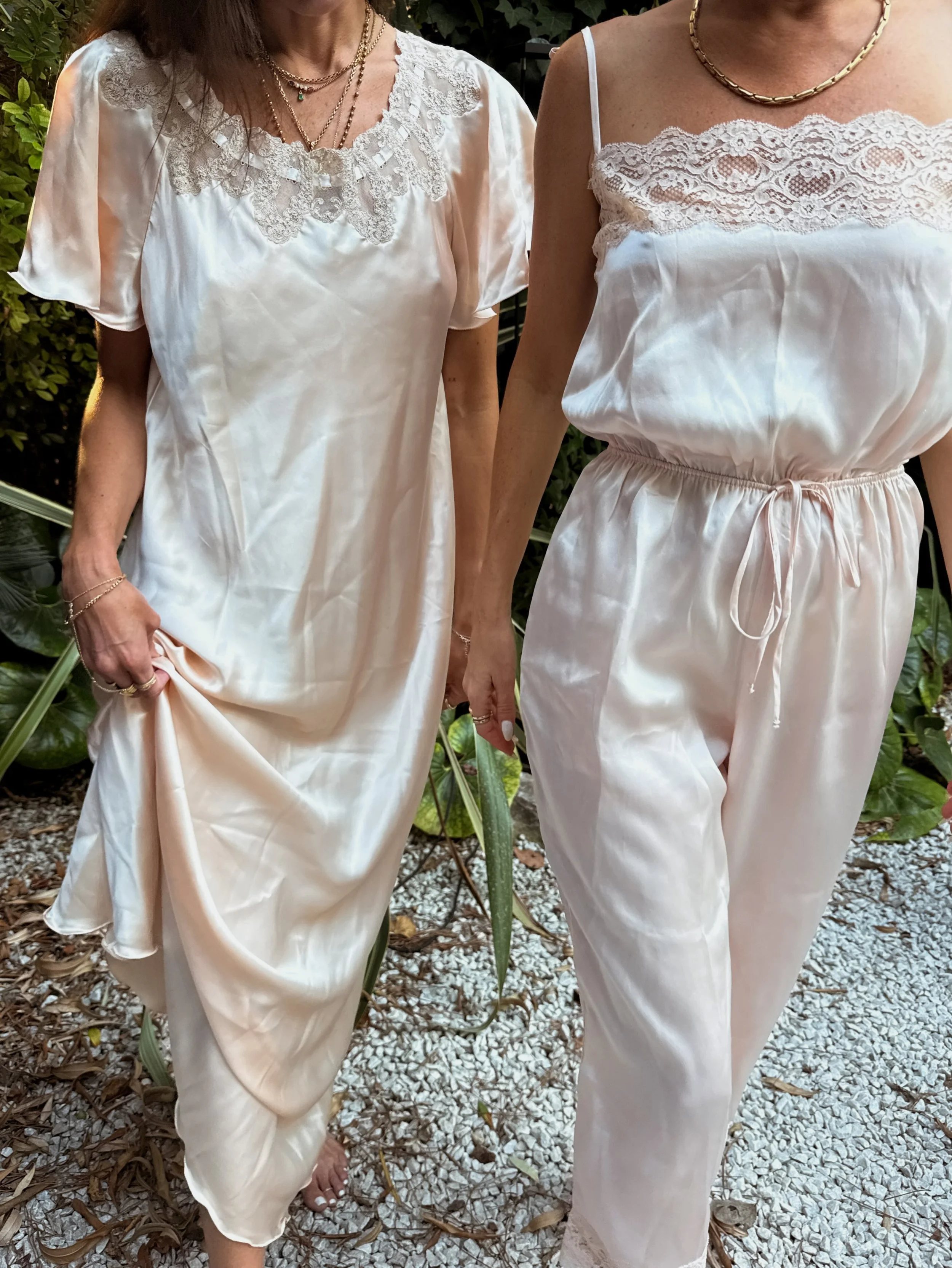 Silk Valentino jumpsuit + 1940s lace silk dress for @acurrentaffair. Sourced in Rome, Italy 🌸 #acainla