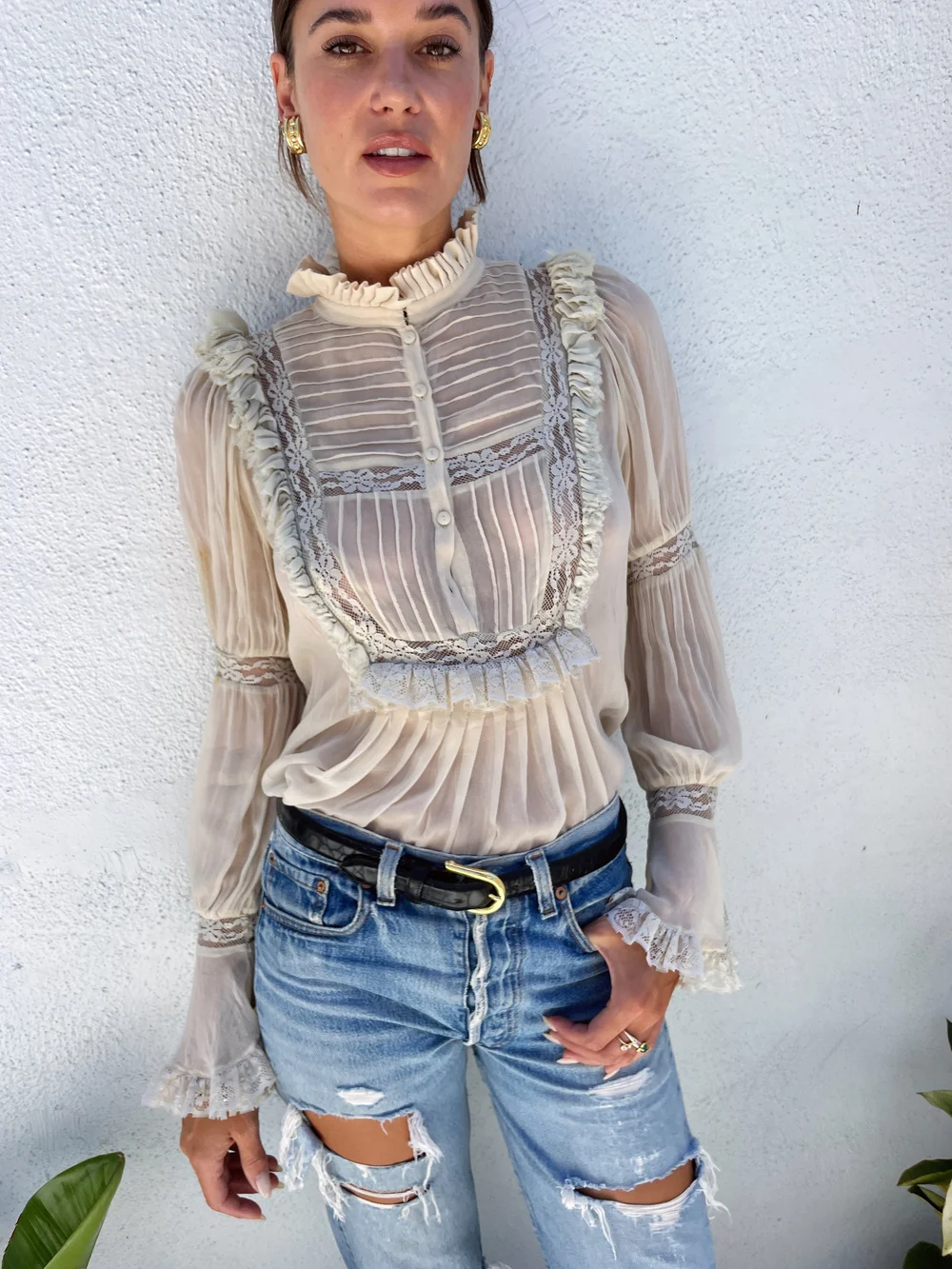 Blouse Roberto Cavalli En Soie Mousseline - Rouge & Bleu, Taille S, Vintage 2006 Neuf Avec étiquette