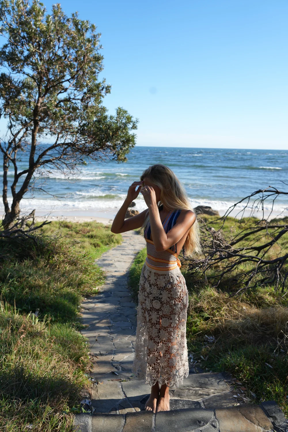 Crochet Lace Natural Midi Skirt — Madly Vintage
