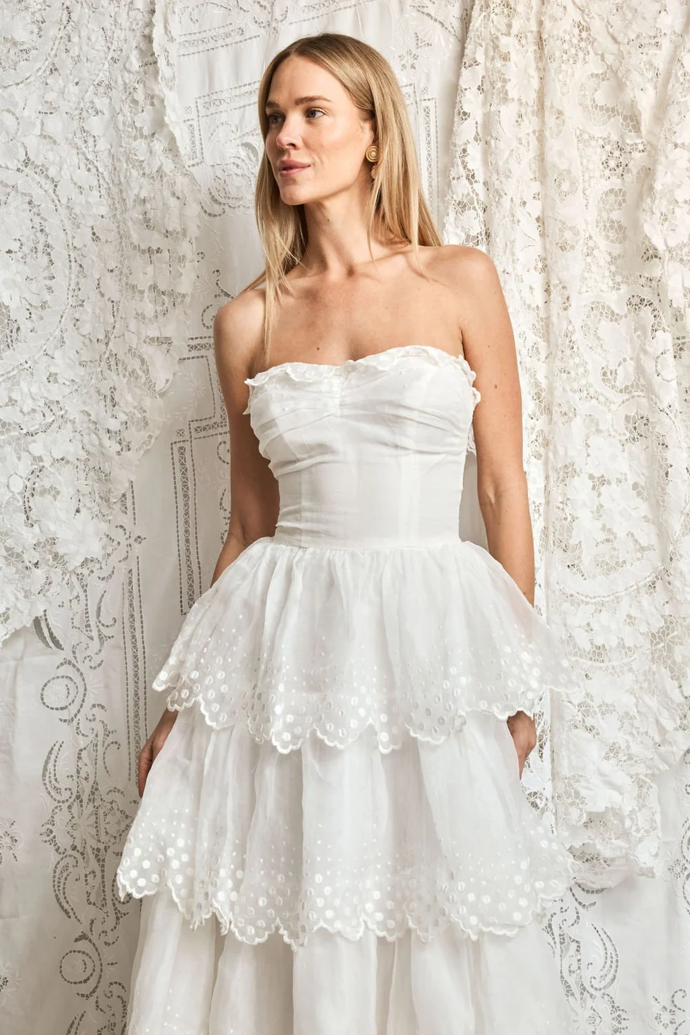 1930s organza dress 1930's White Organza Dress with Puffed Sleeves and Floral Embroidery Eveliina Vintage