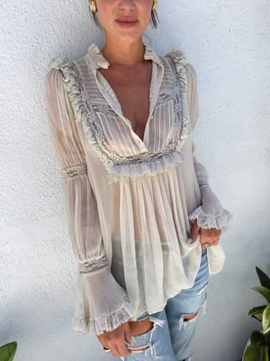 Roberto Cavalli Sheer Ruffle Blouse — Madly Vintage