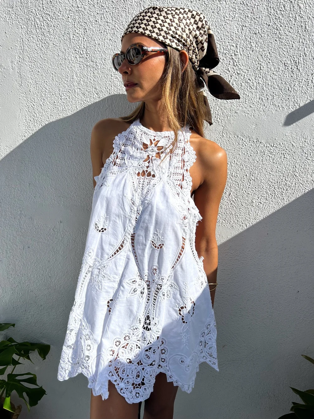 White Battenburg Lace High Neck Dress  Madly Vintage