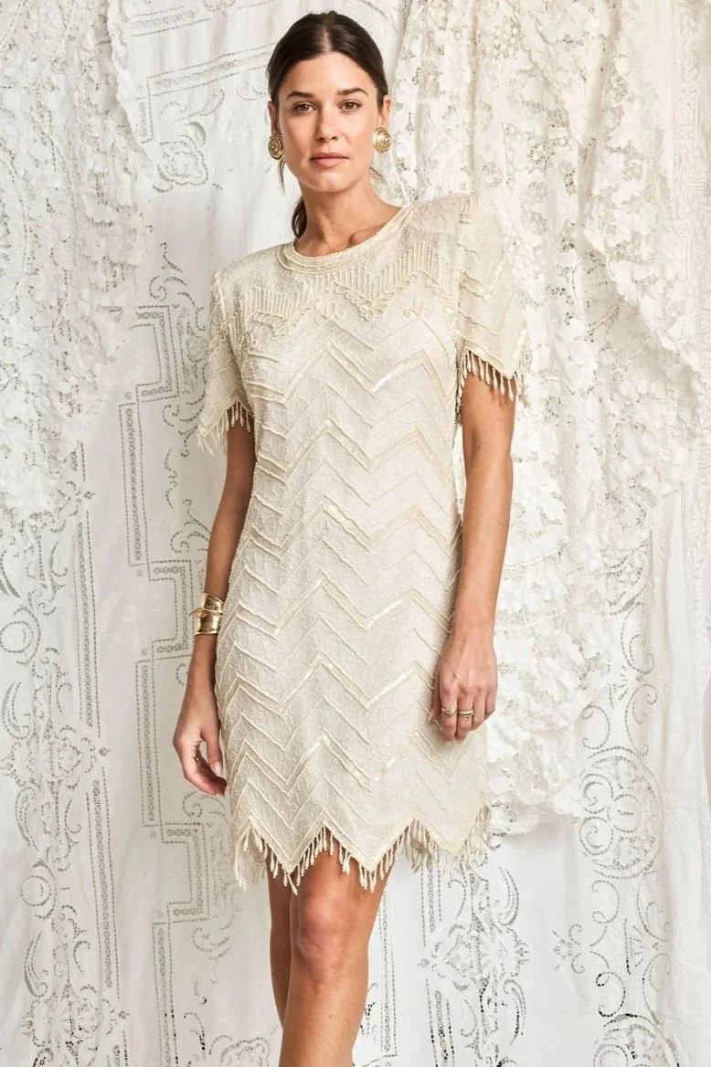 1980s Beaded Fringe Party Dress — Madly Vintage