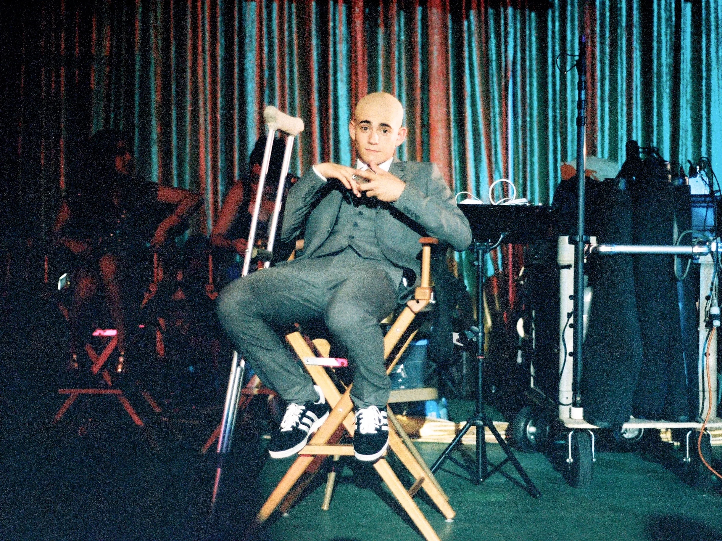 Charlie Rowe on the set of "Red Band Society"