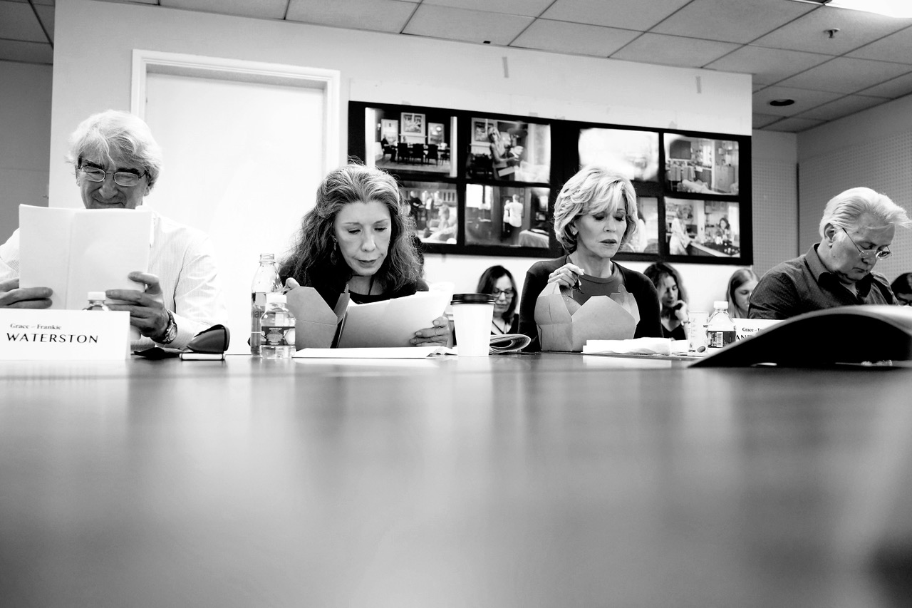 Sam Waterston, Lily Tomlin, Jane Fonda, Martin Sheen - Table Read for "Grace & Frankie"