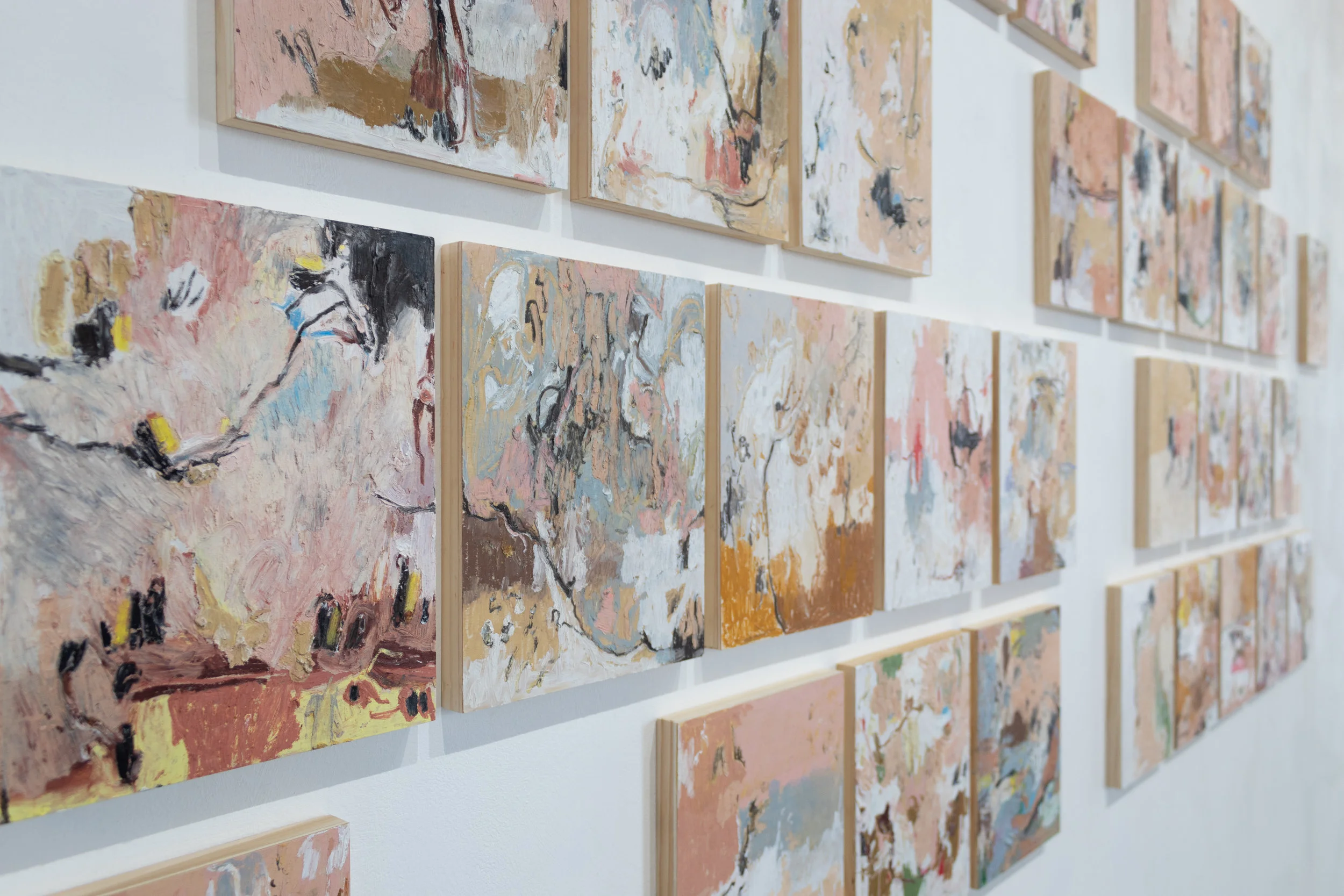 Installation view, B. Chehayeb, Conversations in a crowded room (50 poems) (2019).