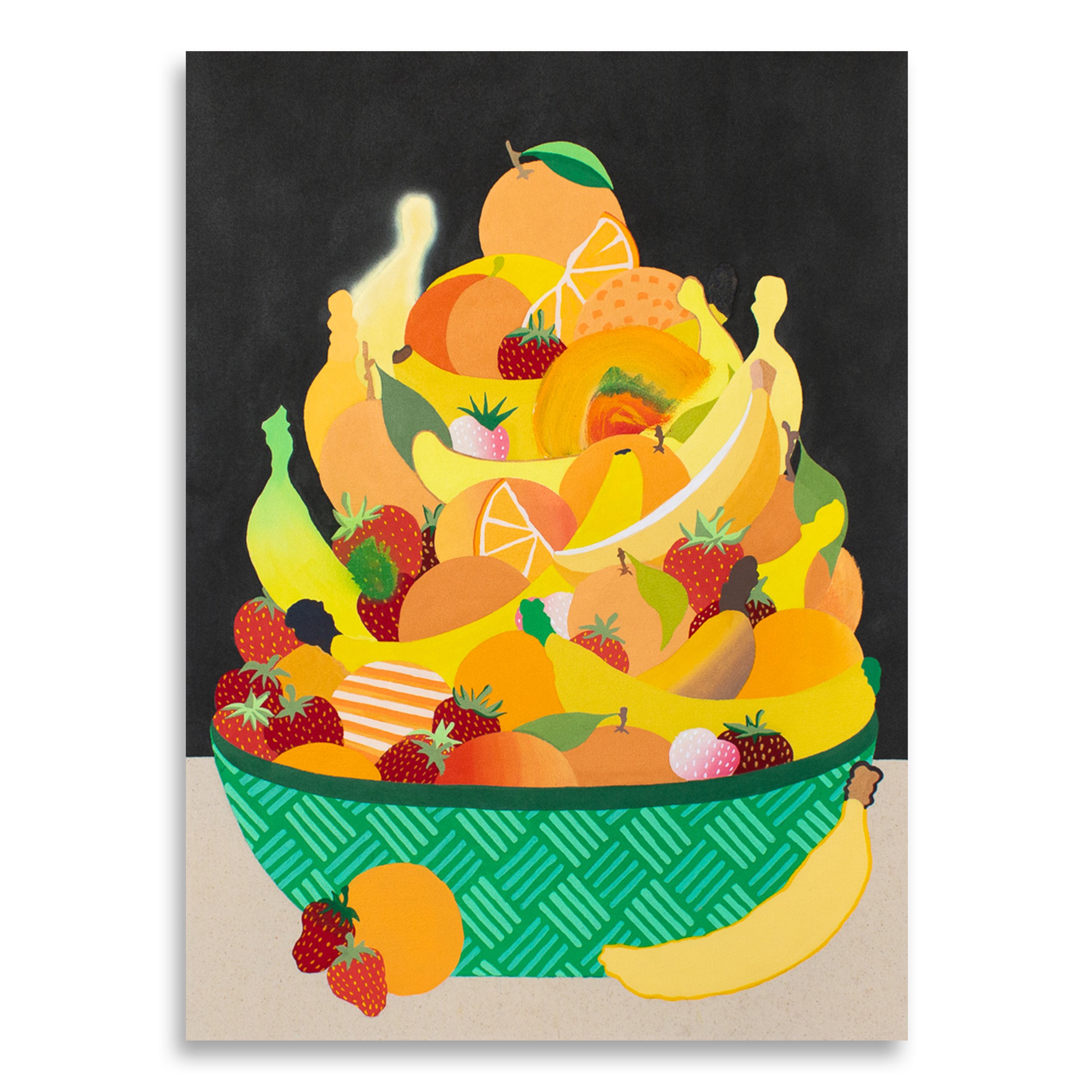 Fruit Bowl with Oranges, Strawberries and Bananas, 2021