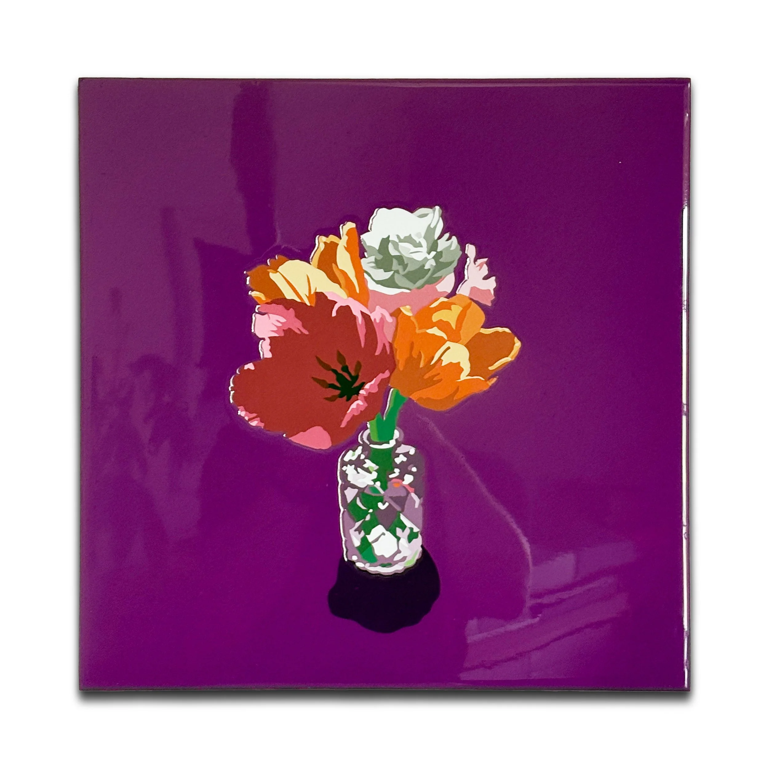 Flowers on Violet – 16 x 16"