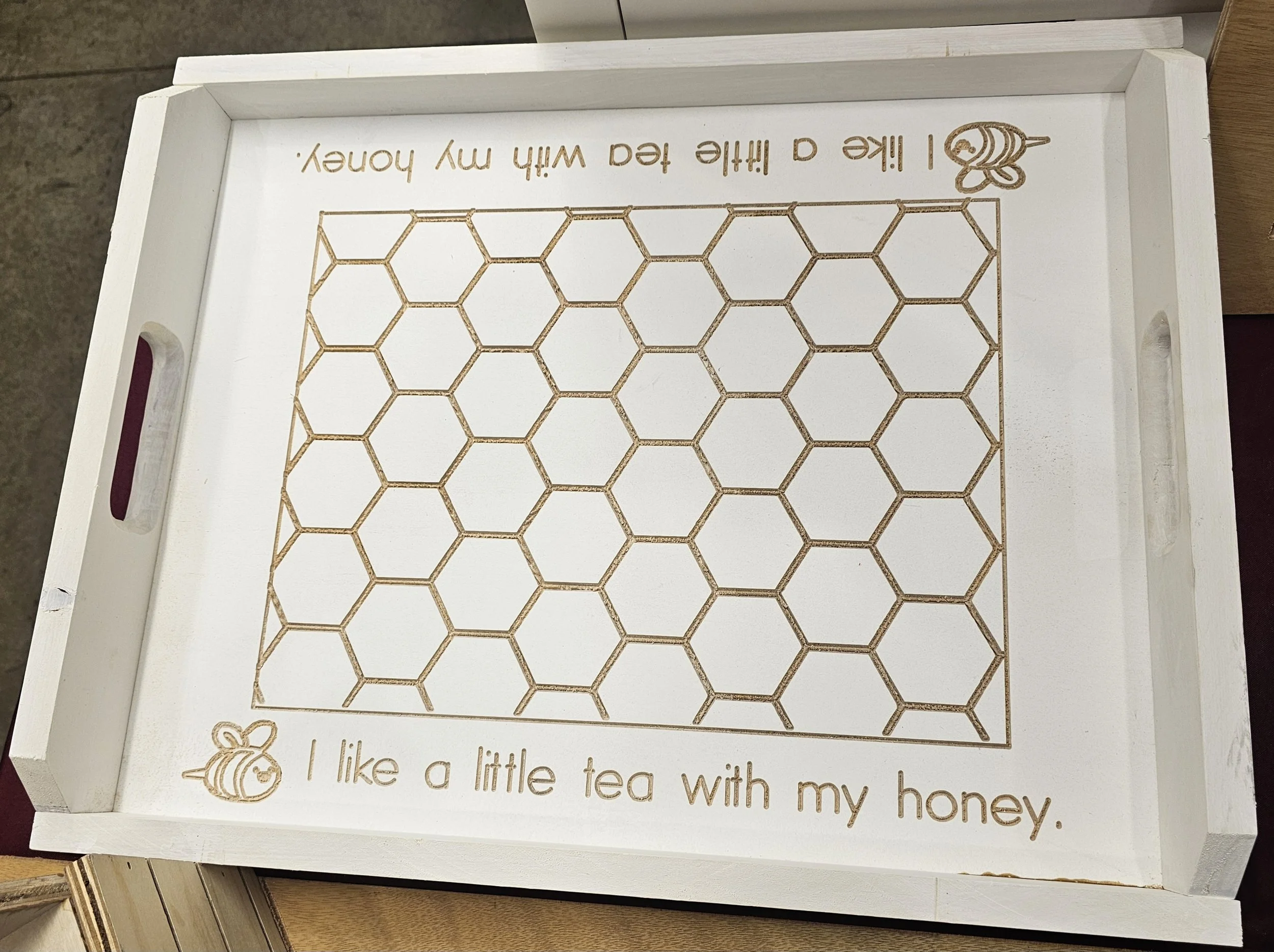 Engraved Bee and Honeycomb Tray