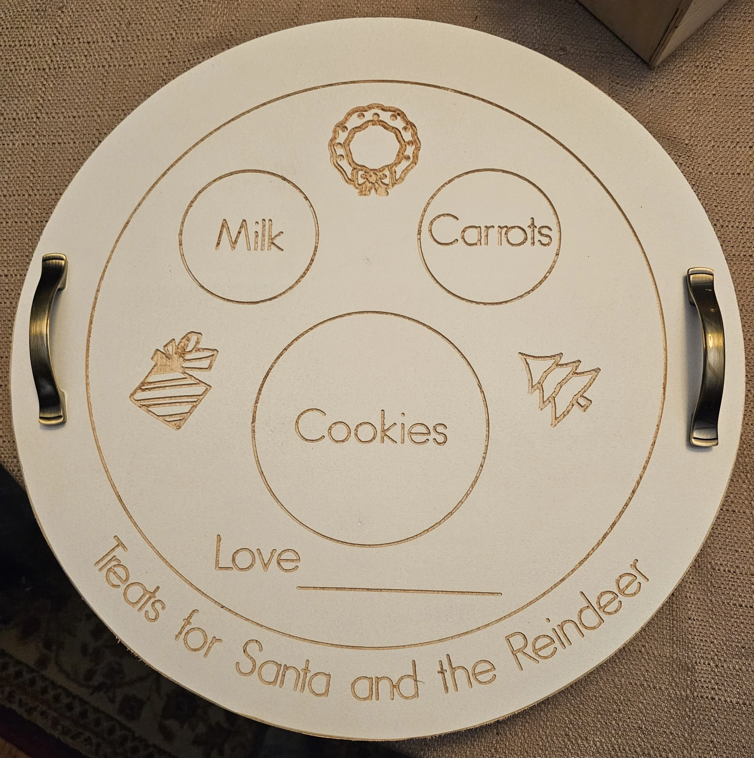 Treats for Santa Milk and Cookies and Reindeer Tray