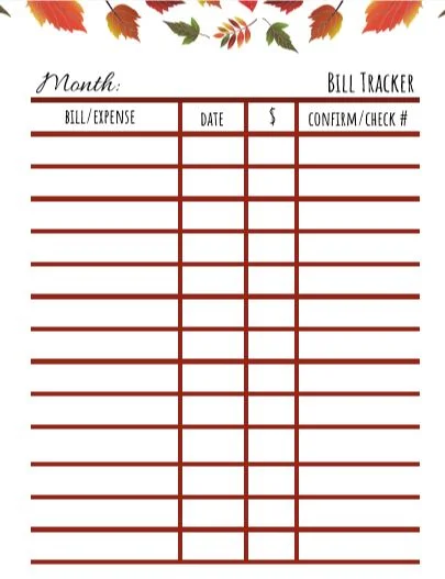 FREE Printables to keep your monthly bills in order