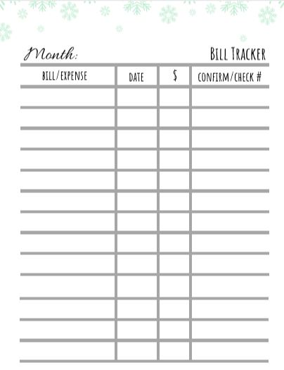 FREE Printables to keep your monthly bills in order