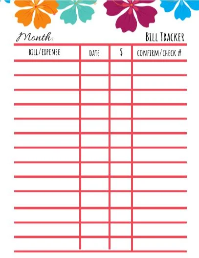 FREE Printables to keep your monthly bills in order