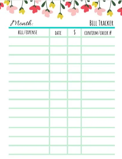 FREE Printables to keep your monthly bills in order