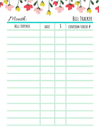 FREE Printables to keep your monthly bills in order