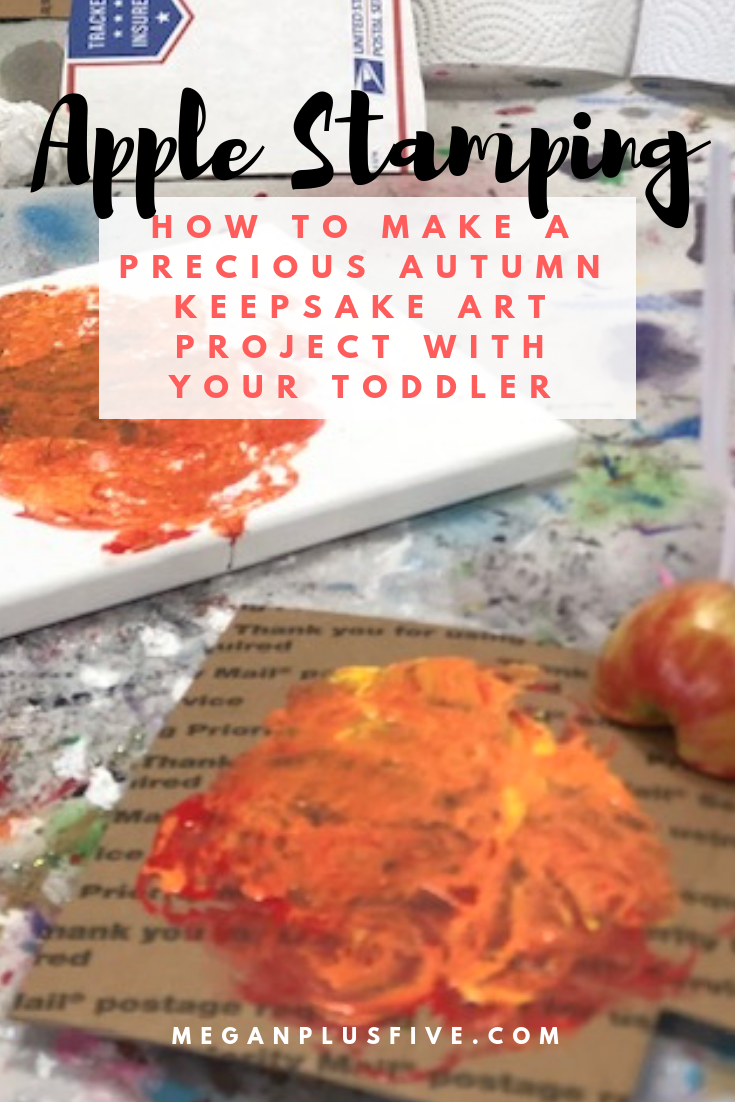 apple stamping, how to make a precious Autumn keepsake art project with your toddler