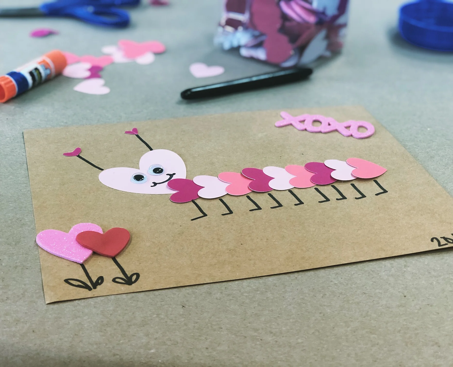 DIY Valentine's Caterpillar, easy simple step by step tutorial