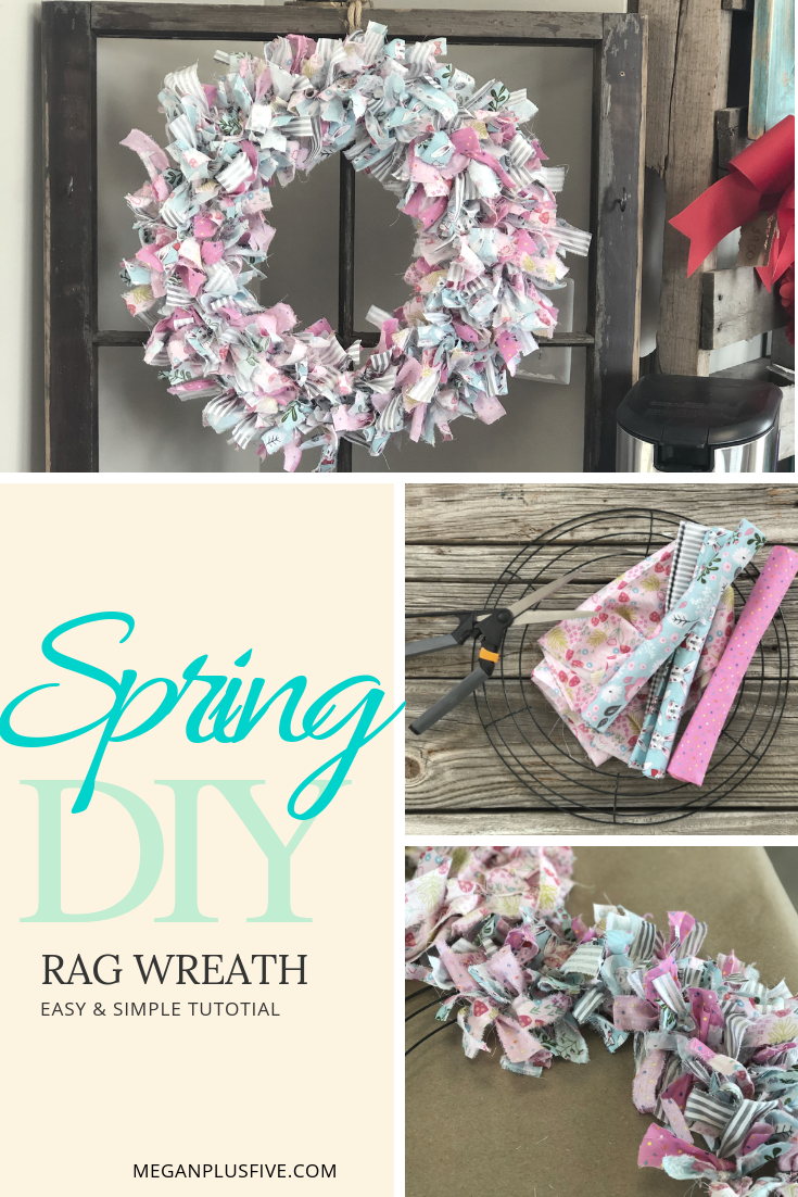 Super simple DIY, how to make a tied rag wreath for SPRING