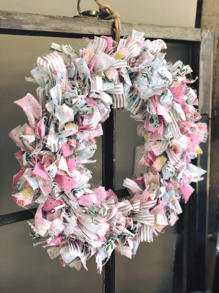 Super simple DIY, how to make a tied rag wreath for SPRING
