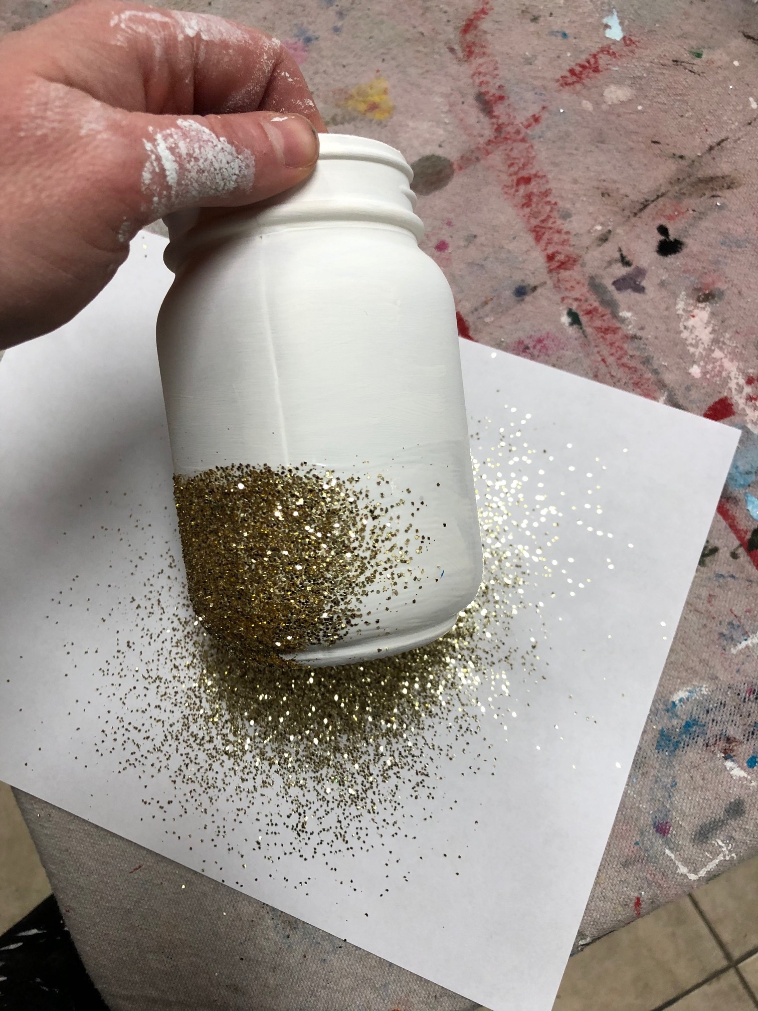 DIY glittered unicorn jar