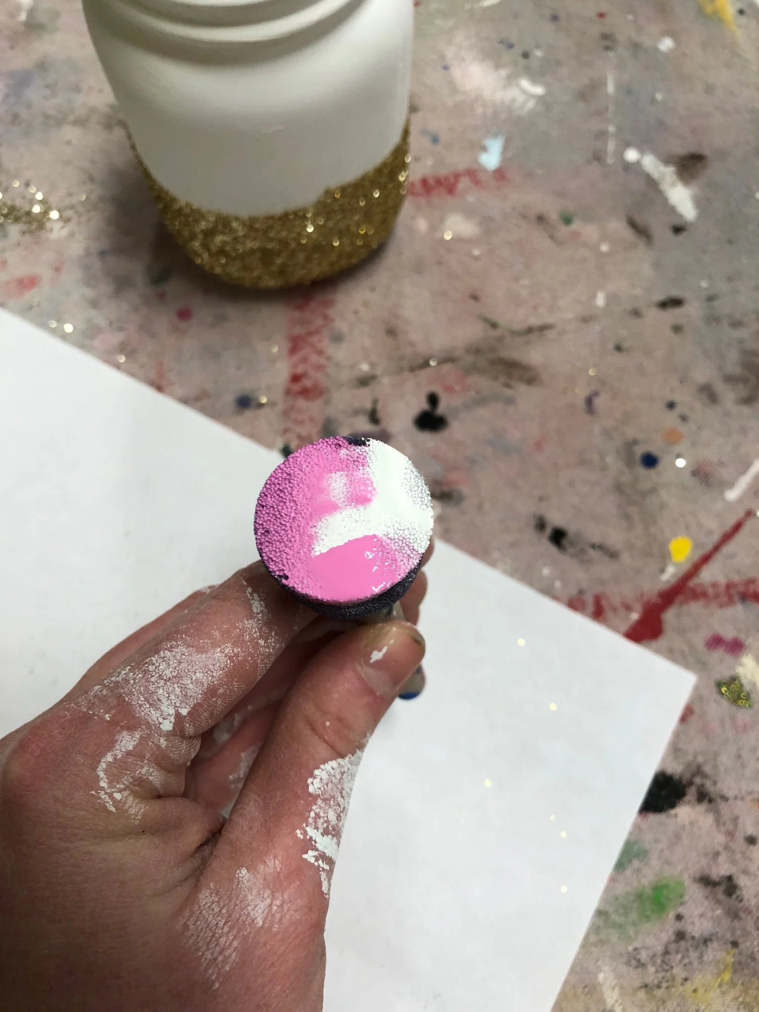 DIY glittered unicorn jar