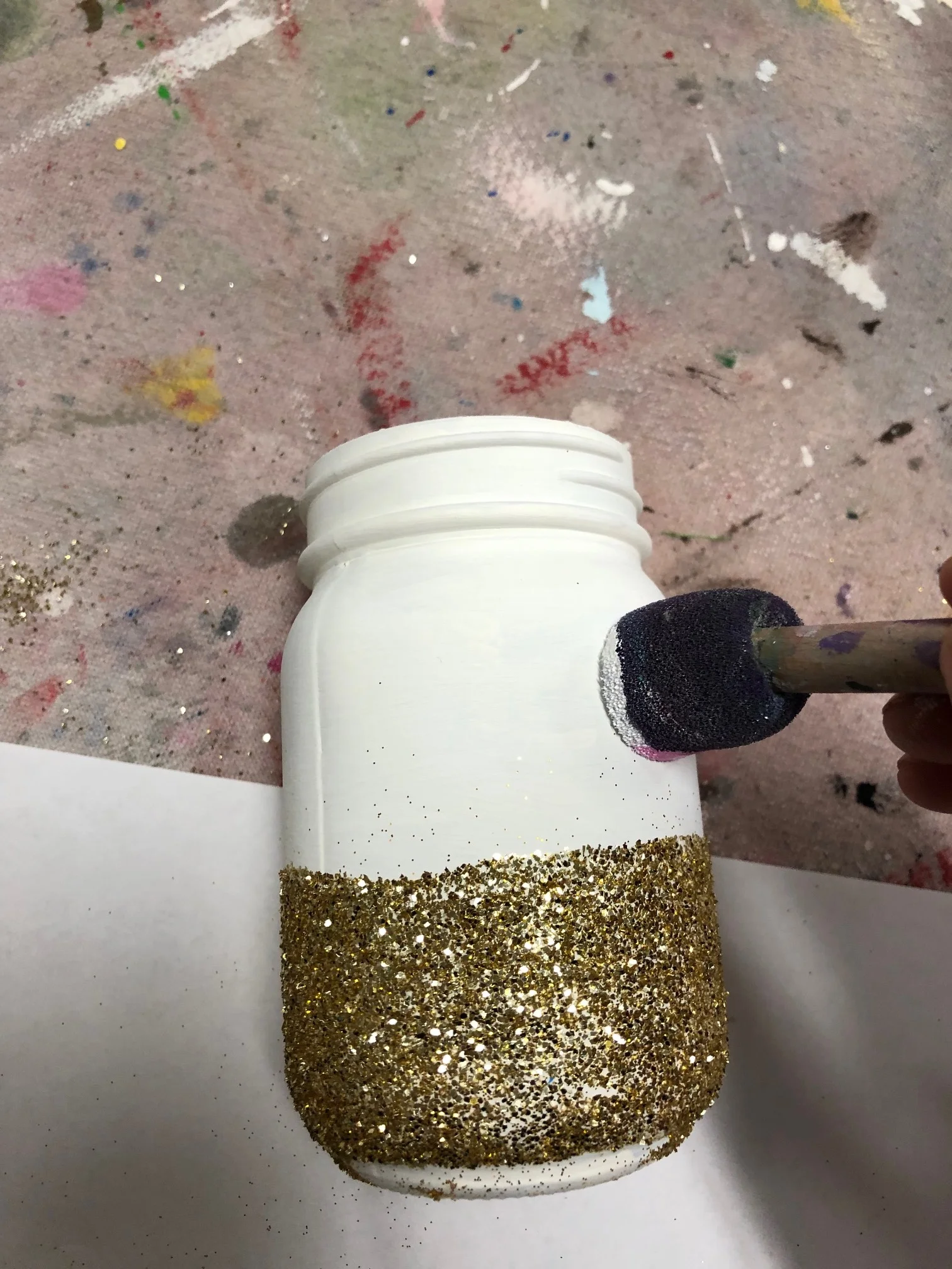 DIY glittered unicorn jar