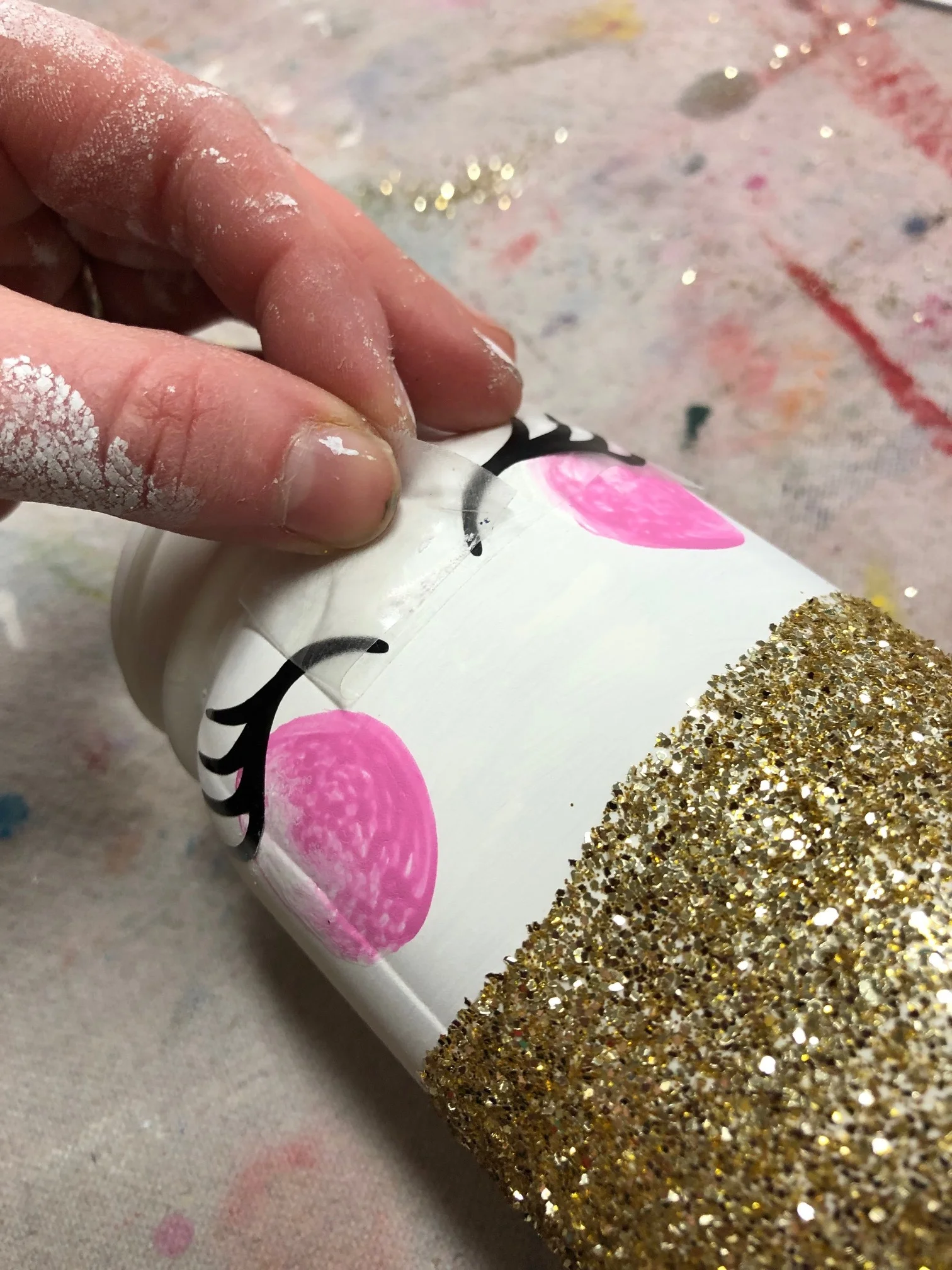 DIY glittered unicorn jar