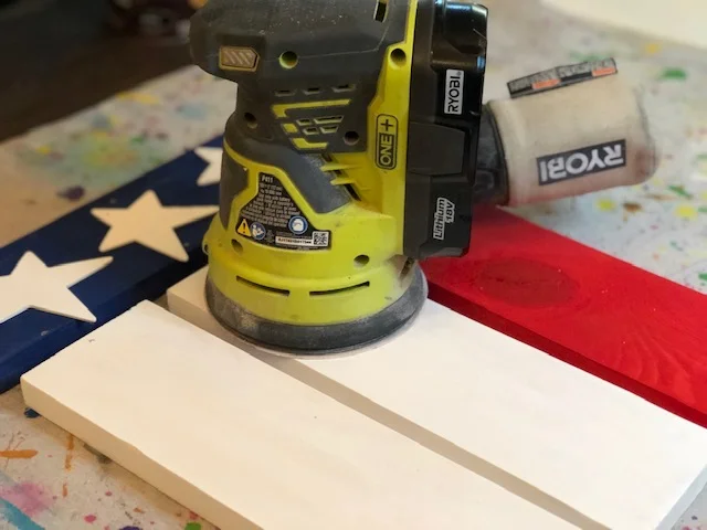 DIY hanging wood flag, how to make your own American flag to display on your front porch