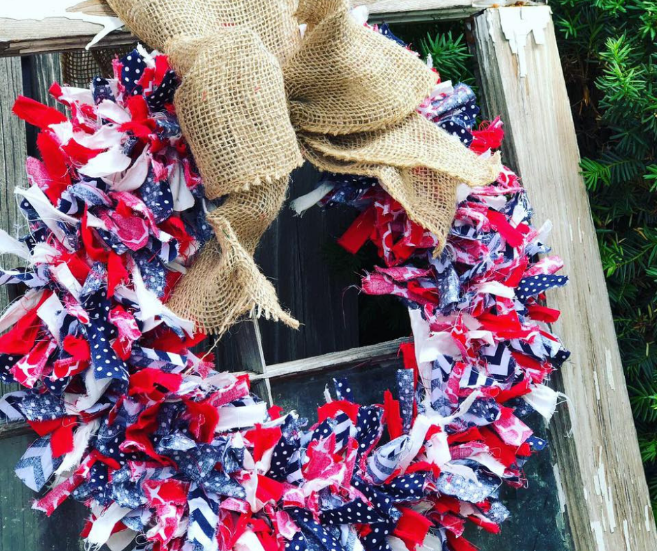 DIY 4th  of July rag wreath